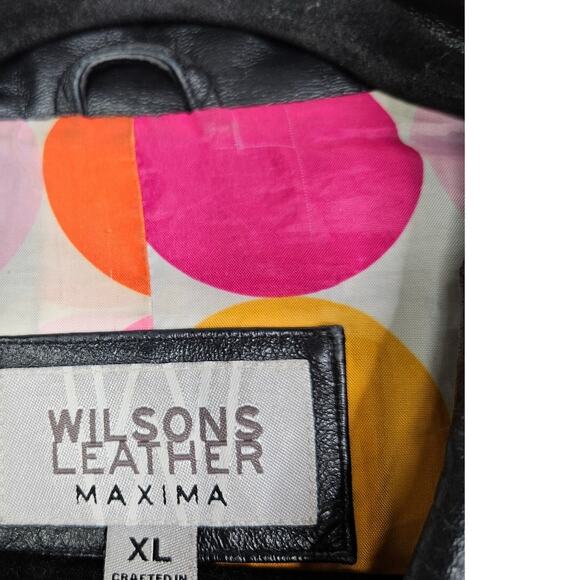 Vintage Y2K Wilsons Leather Maxima XL Black Leather Zip Up Jacket Minimalist - Picture 3 of 3